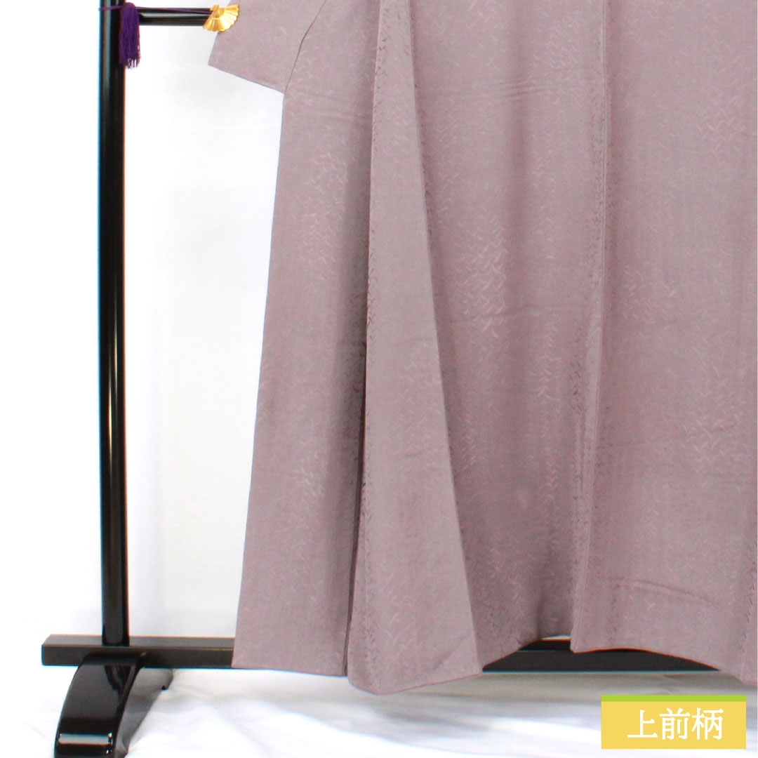 色無地 正絹 身丈155.5cm 裄丈63.5cm 鳩羽鼠色（はどばねずいろ） 一つ紋 違い鷹の羽 袷 Aランク 紫系 1114001753320