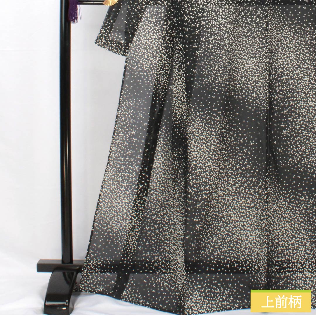 Summer kimono, polyester, small pattern, length 167cm, sleeve length 67cm, dot, washable kimono, silk, S rank, black, 1132001932510
