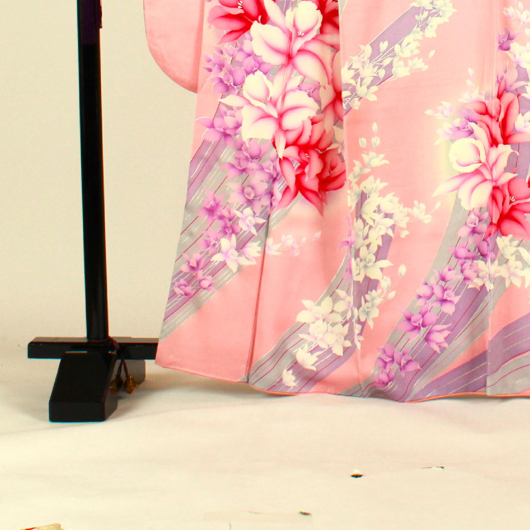 振袖 身丈165.5cm 裄丈64cm 袷  京友禅 花模様 正絹 Aランク ピンク系 1113000563513