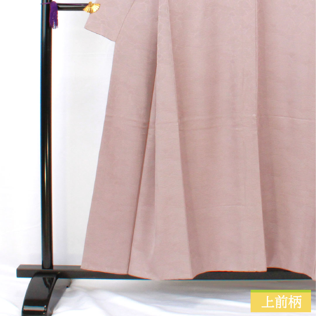 色無地 正絹 身丈154cm 裄丈66cm 桜鼠色（さくらねずいろ） 一つ紋 剣片喰 袷 Sランク 紫系 1114001842220