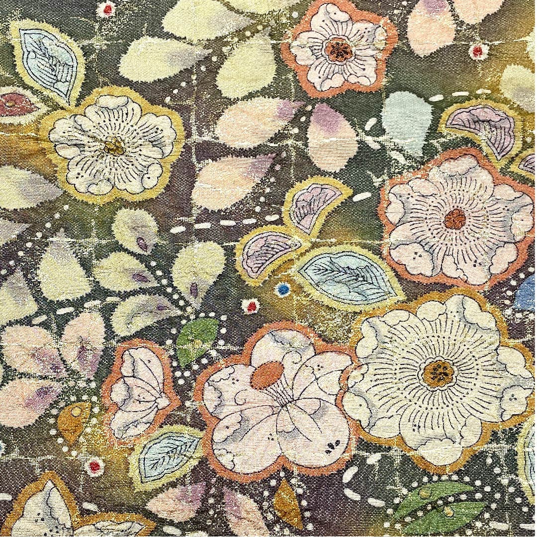 袋帯 藍色鳩羽色（あいいろはとばいろ） 辻ヶ花 ふくれ織 帯丈448cm 正絹 Aランク ポイント柄 フォーマル 紫系 1123005763320