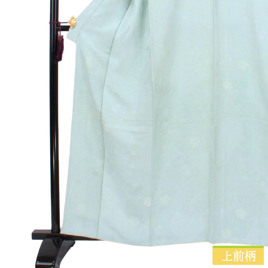 色無地 正絹 Sランク 身丈159.5cm 裄丈65cm 薄水色（うすみずいろ） 一つ紋 紋名不明 縫い紋 袷 水色系 1114002752324