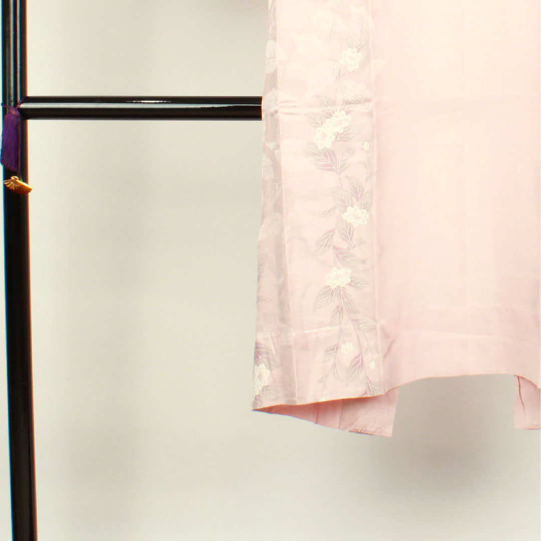 長襦袢 正絹 身丈122cm 裄丈64cm 袷  草花模様  Sランク ピンク系 1129000412113