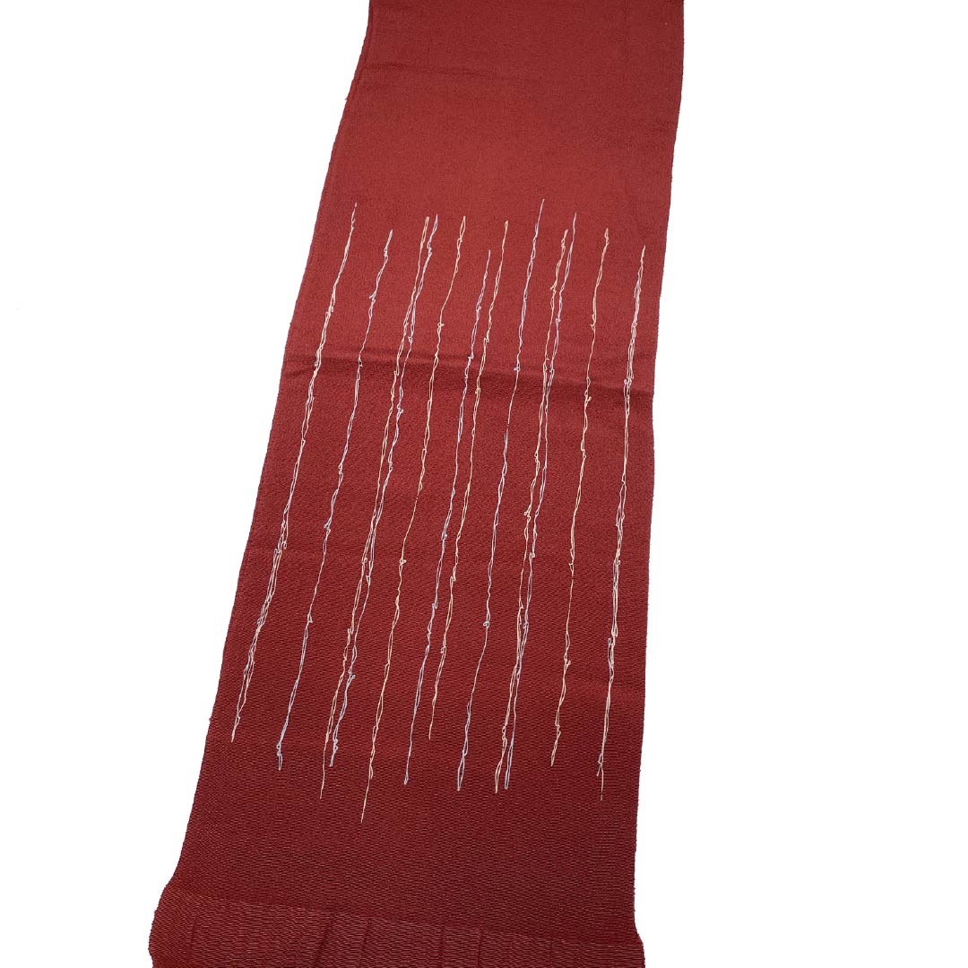 帯揚げ 正絹 Sランク セミフォーマル 牛血紅色（ぎゅうけつこういろ） 抽象模様 長さ約174cm 幅約28.5cm 赤系 1136004112912