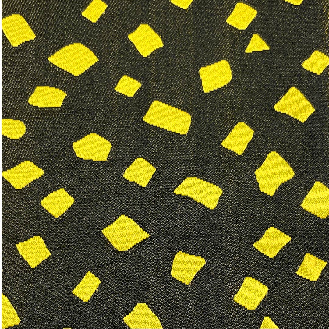 半幅帯 ポリエステル 鬱金色（うこんいろ） 幾何学模様 帯丈348cm 黄系 Sランク 1125001732323