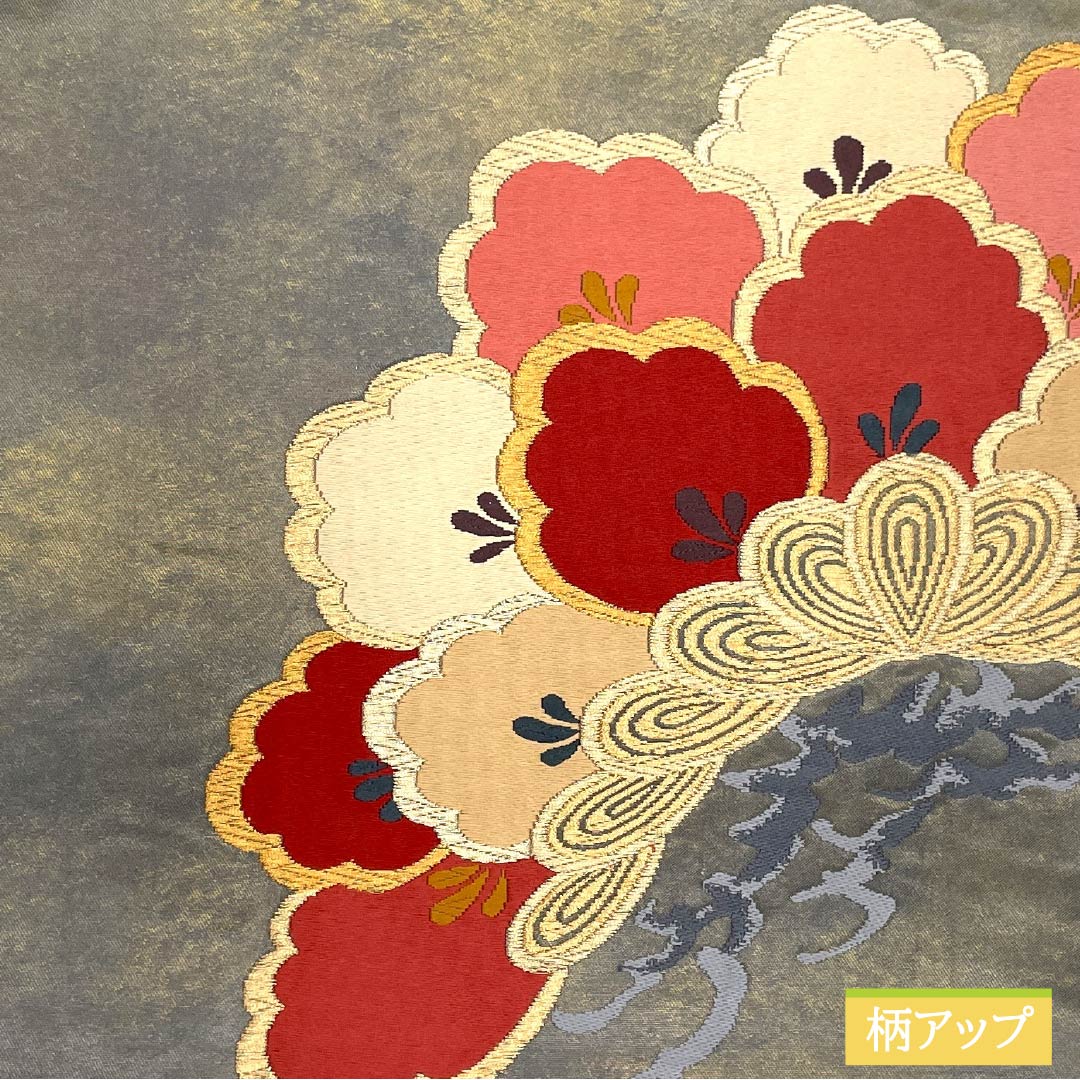 袋帯 正絹 素鼠色（すねずいろ） 藤原織物 松 帯丈440cm Sランク 六通 フォーマル グレー系 1123013802322