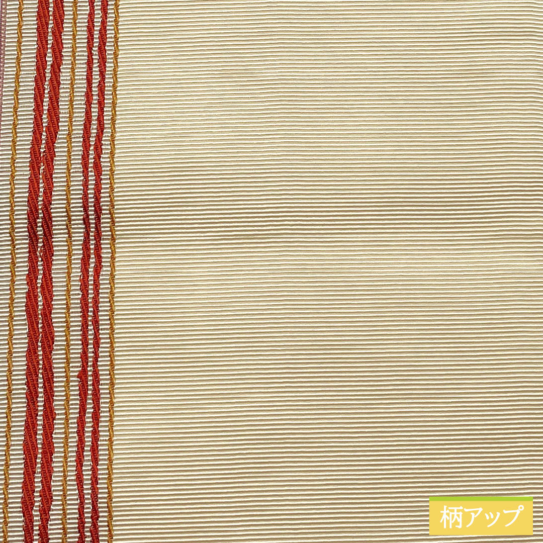 半幅帯 ポリエステル Sランク 鳥の子色（とりのこいろ） リバーシブル 縞 桜   帯丈354cm クリーム系 1125002332315