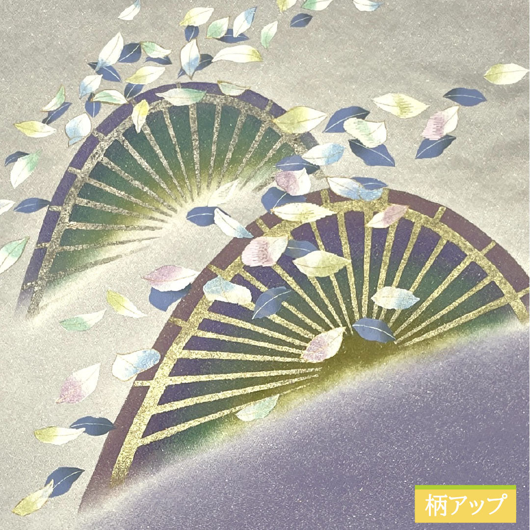 袋帯 正絹 Aランク 染め帯 傘 花びら 銀通し  帯丈448cm ポイント柄 セミフォーマル グラデーション系 1123017383399