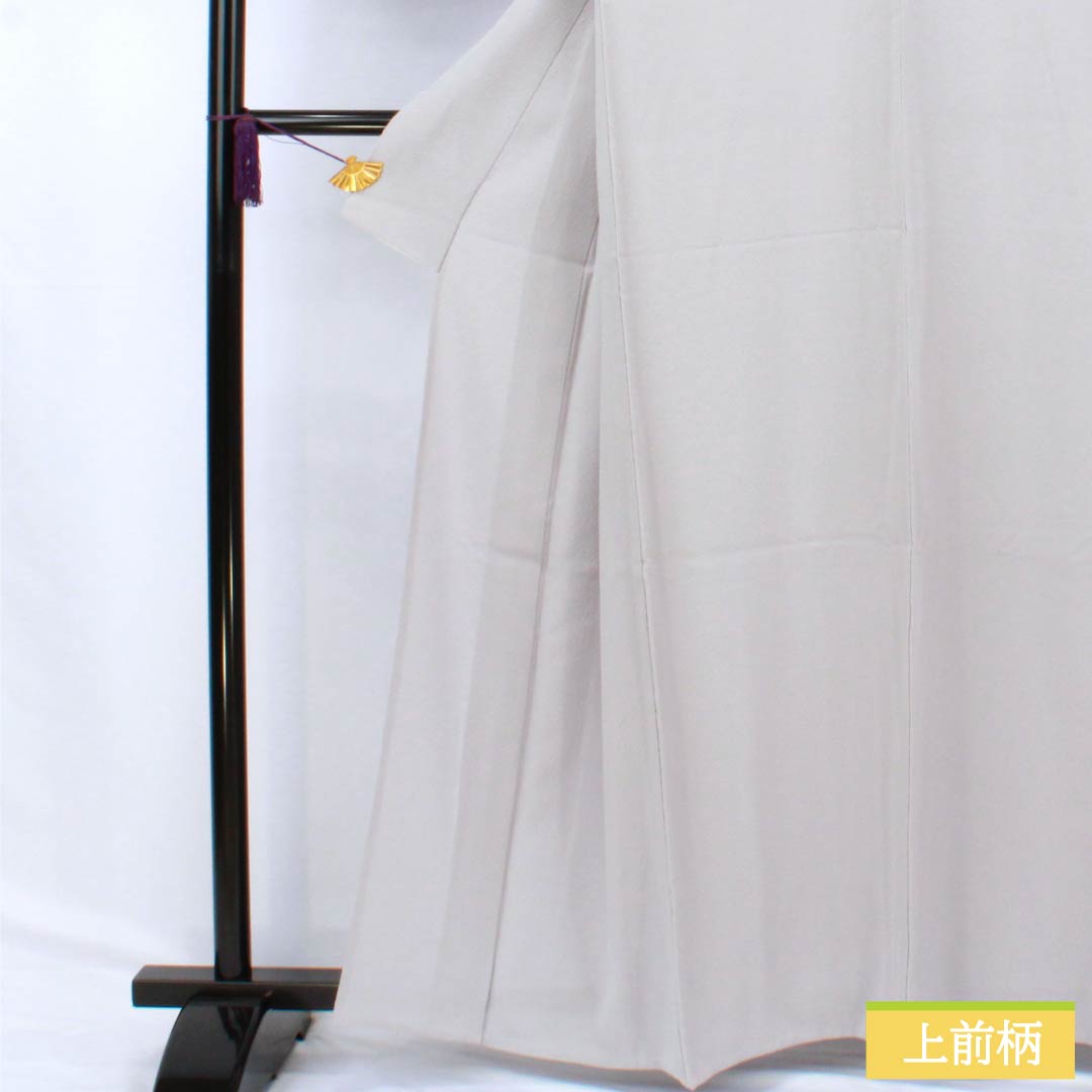 色無地 正絹 Aランク 身丈159cm 裄丈62cm 薄墨色（うすずみいろ） 一つ紋 下り藤 素無地 単衣 グレー系 1114002313322