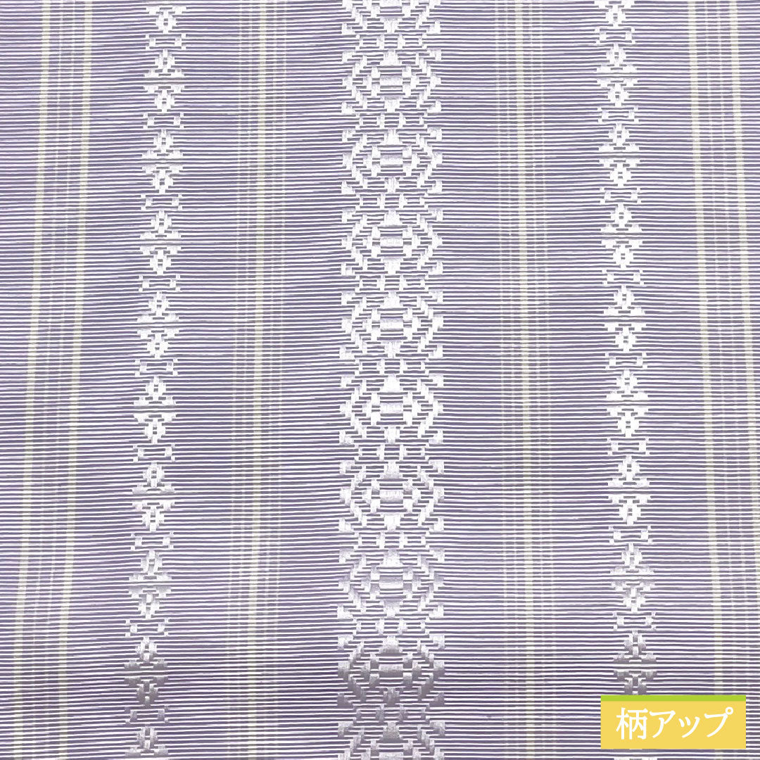[Unfinished] Half-width Obi, Pure Silk, NEW Rank, Shiro Sumireiro (pale violet), Authentic Hakata-ori, Kenjo Pattern, Dokko, Koko Stripes, Hanazara, Obi Length 380cm, Purple family, 1125001891320