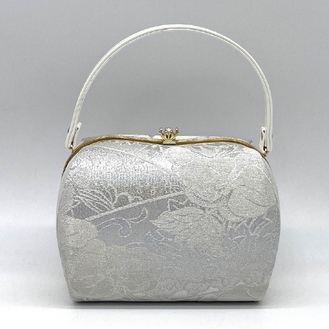 （新古品）草履バッグセット フォーマル NEWランク 草花模様 低反発草履 Laソール 帯地 Lサイズ 銀系 1133000401422