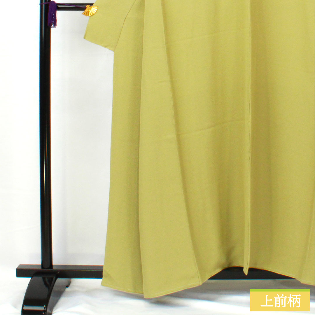 色無地 正絹 身丈156.5cm 裄丈64cm 薄柳色（うすやなぎいろ） 素無地 新はじく加工 しつけ糸付き 単衣 Sランク 緑系 1114001702319