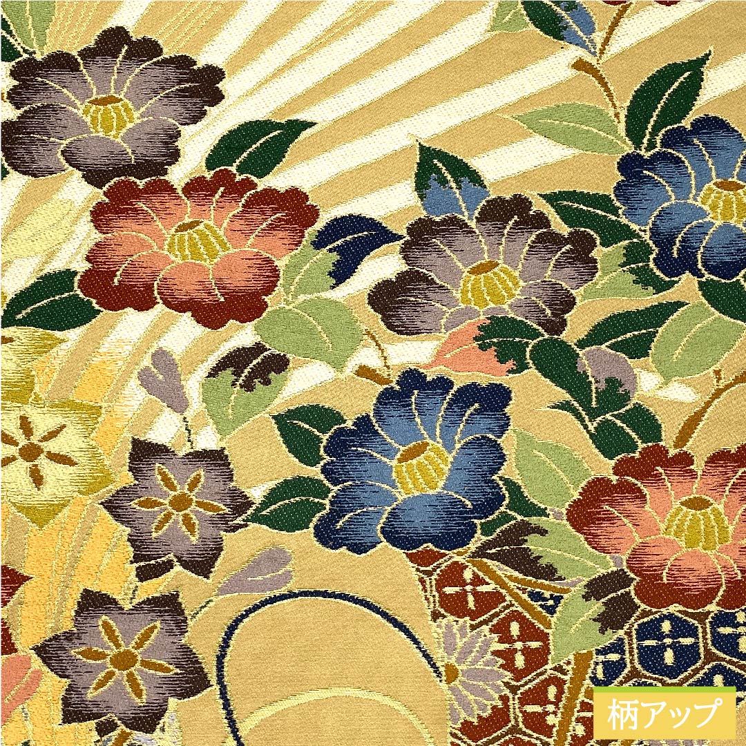袋帯 正絹 胡桃色（くるみいろ） 花柄 白綾苑大庭 振袖用 帯丈438cm Aランク 六通 フォーマル ベージュ系 1123010783325