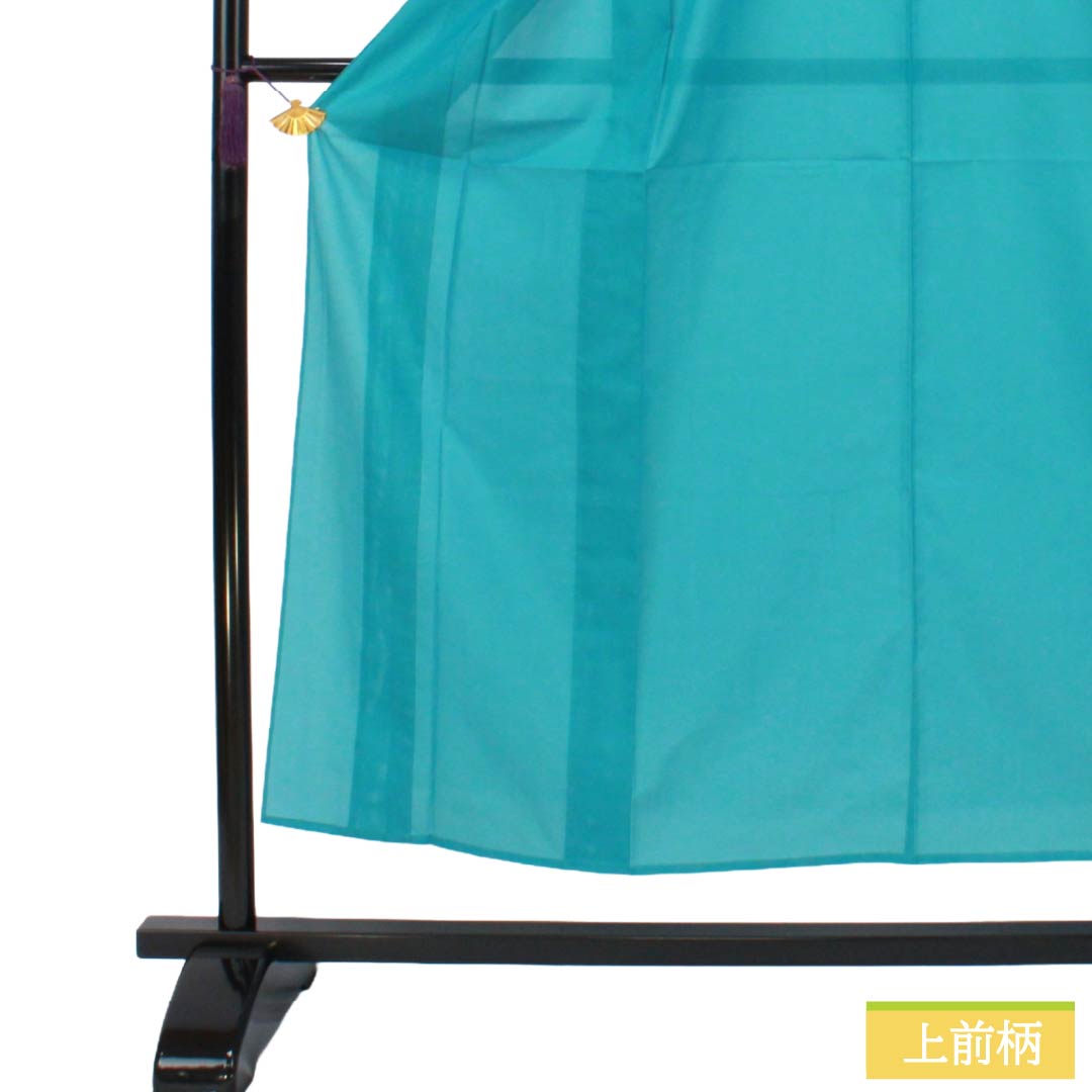 夏物 ポリエステル 色無地 Sランク 身丈153cm 裄丈62cm 浅葱色（あさぎいろ） 洗える着物 素無地 絽 水色系 1132004002224