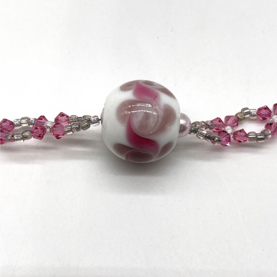 羽織紐  NEWランク カジュアル 翆嵐工房 蜻蛉玉 無双タイプ ガラス ビーズ ピンク系 1121000151913