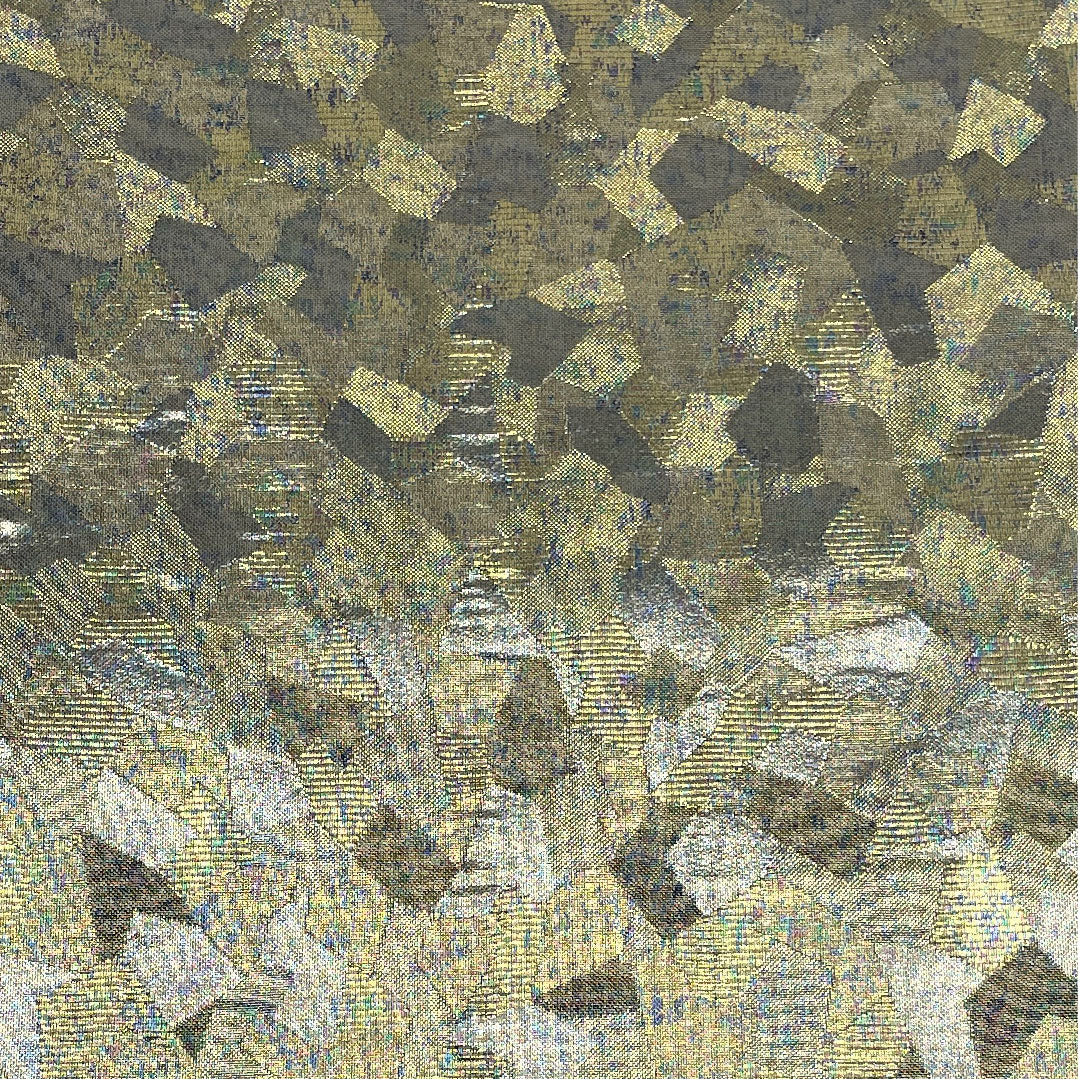 袋帯 金色 幾何学模様 帯丈434cm 正絹 Sランク 六通 フォーマル 金系 1123005242321