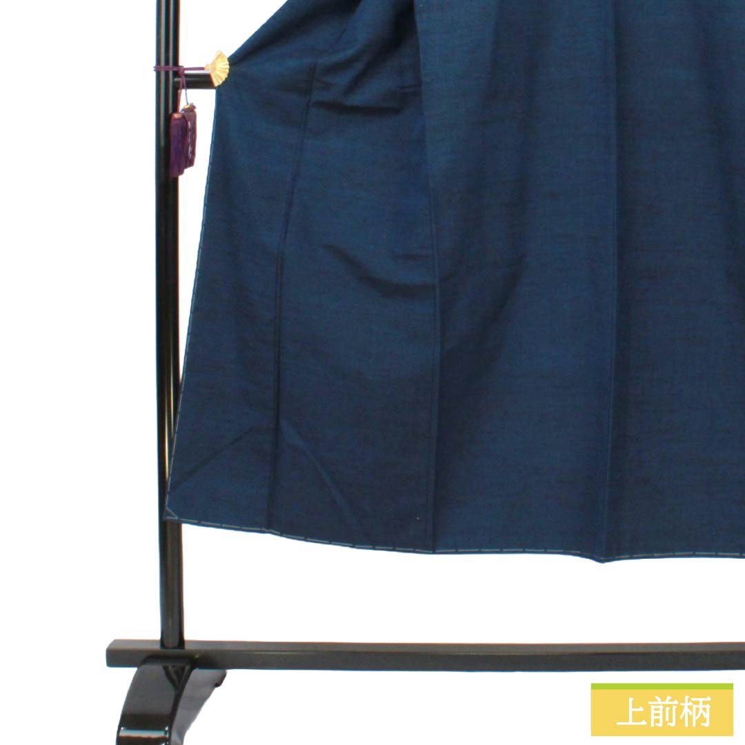 男物 正絹 Sランク 身丈145.5cm 裄丈66.5cm 鉄葡萄色（てつぶどういろ） 紬地 無地 袷 紺系 1119002542418