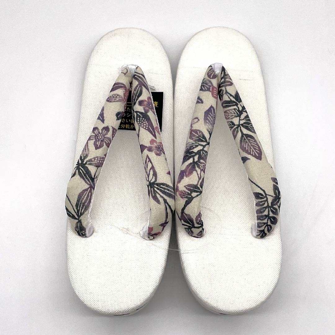 （新品）草履 亜麻 NEWランク 夏草履 亜麻草履 日本製 夏用 長さ24cm Lサイズ 白系 1122001731411