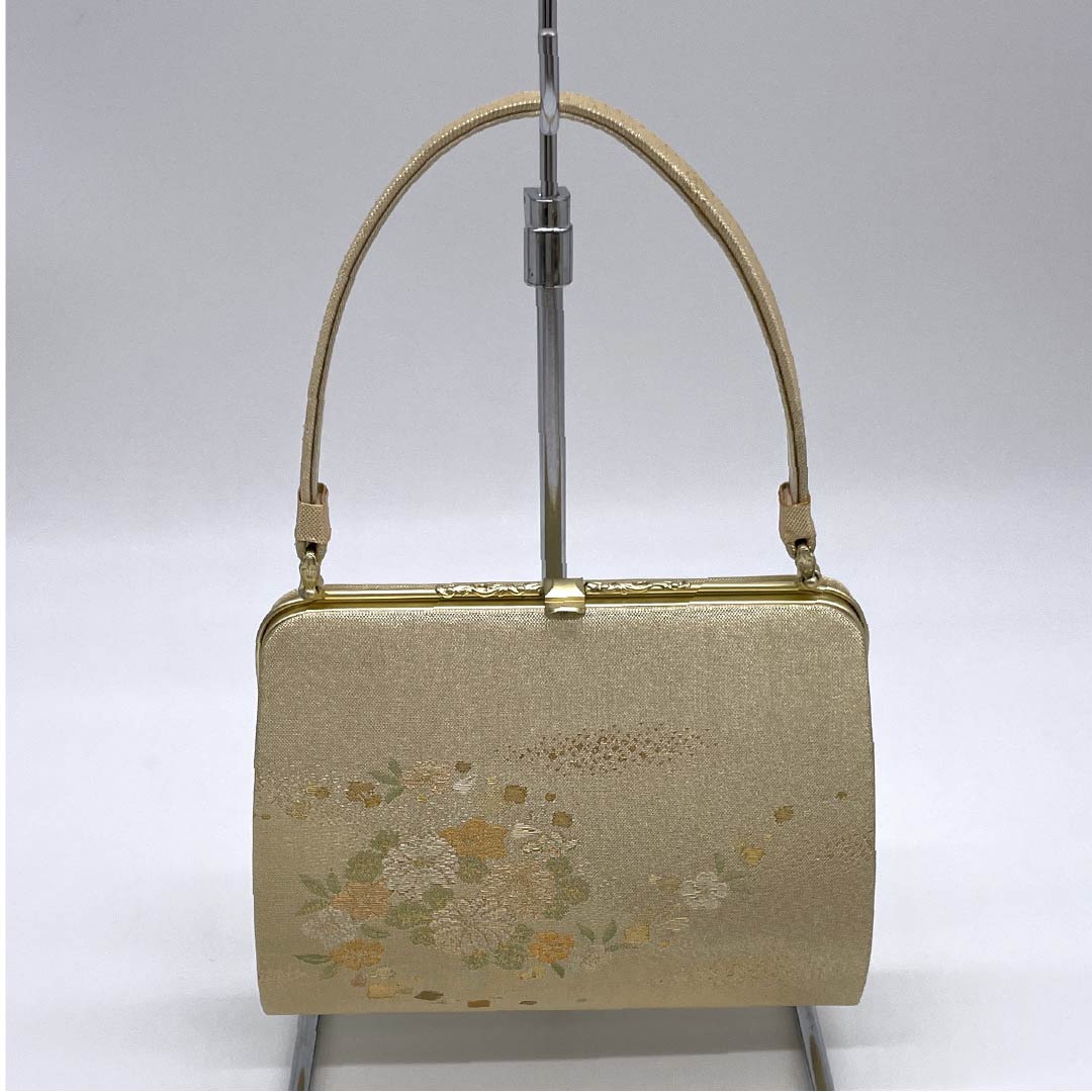 （新古品）草履バックセット フォーマル 金色（きんいろ） 未使用品 古典柄 花柄 Lサイズ 金系 Aランク 1133000193421