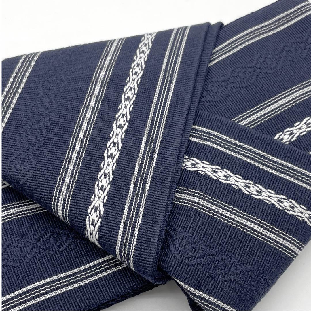 角帯 木綿 濃紺色（のうこんいろ） 献上柄 ワンタッチ角帯 マジックテープ 帯丈130cm 幅9.5cm Sランク 紺系 1134000402918