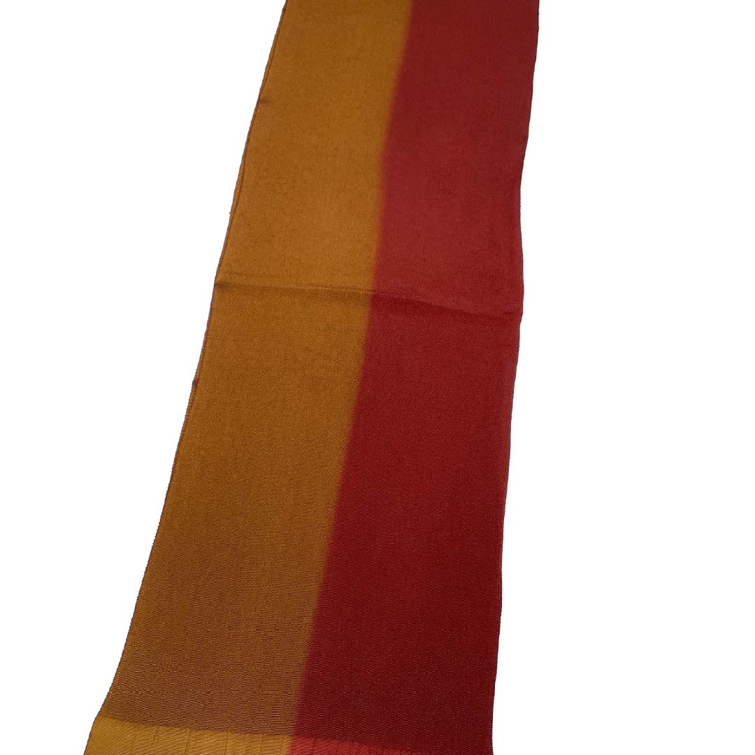 帯揚げ 正絹 Sランク カジュアル 黄褐色（おうかっしょく） 小豆茶色（あずきちゃいろ） バイカラー ちりめん 長さ約169cm 幅約28cm グラデーション系 1136004312999