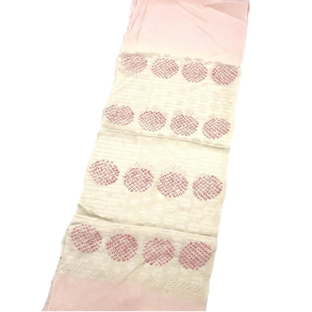 帯揚げ 正絹 Bランク カジュアル 乙女色（おとめいろ） 生成り色（きなりいろ） 夏用 絽 長さ約155cm 幅約23cm グラデーション系 1136004954999