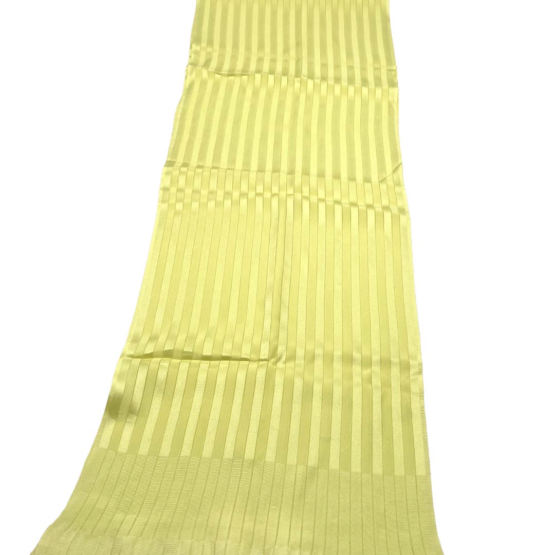 帯揚げ 正絹 Aランク カジュアル 中黄色（ちゅうきいろ） 縞 竪絽 夏用 長さ約169cm 幅約26.5cm 黄系 1136005033923