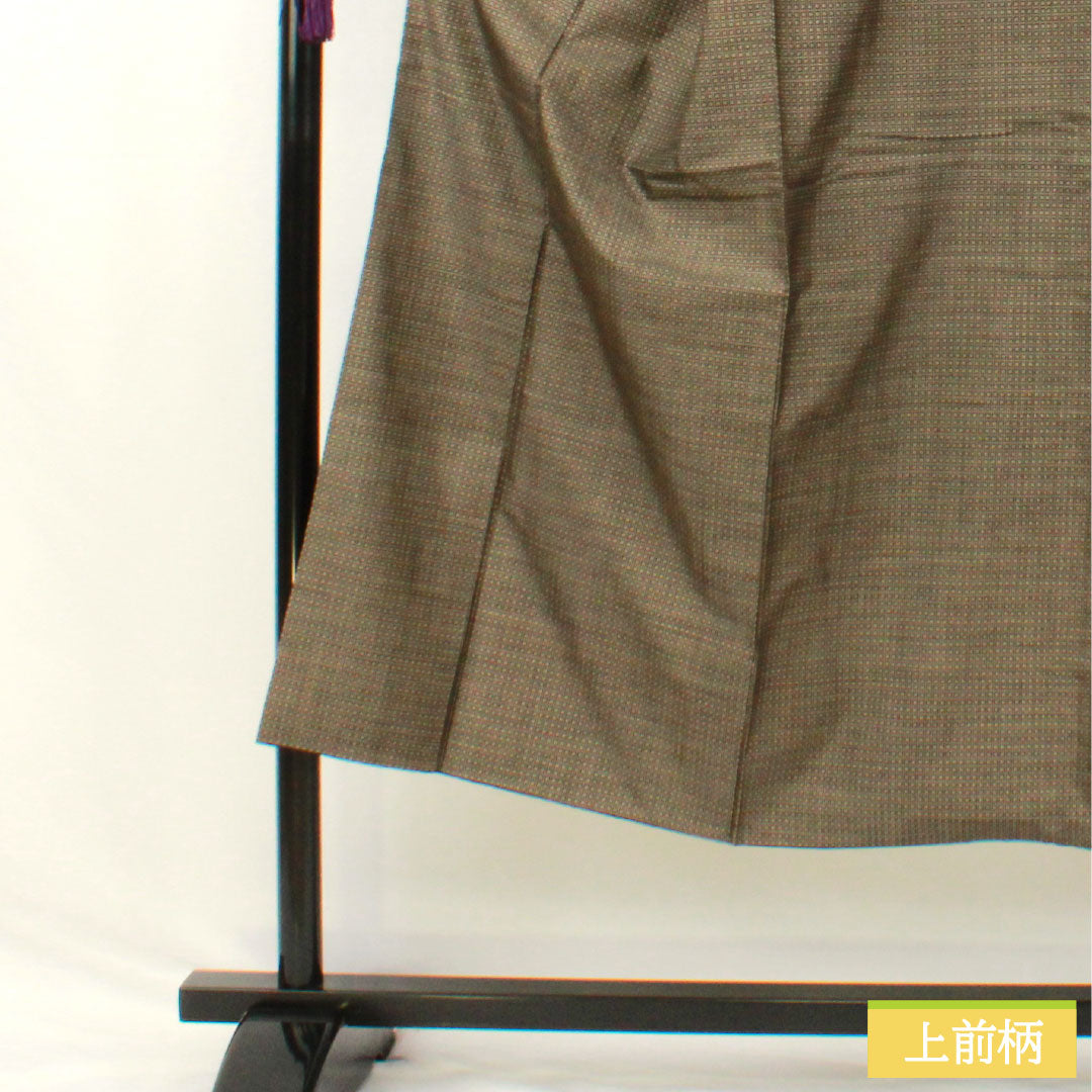 男物 正絹 Aランク 身丈144.5cm 裄丈67cm 大島紬 変り小絣 泥染  袷 茶系 1119001843414