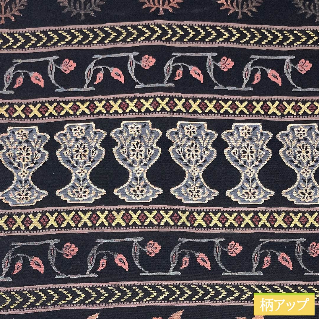 リサイクル着物】名古屋帯 正絹 Sランク 更紗文様 横段調 帯丈