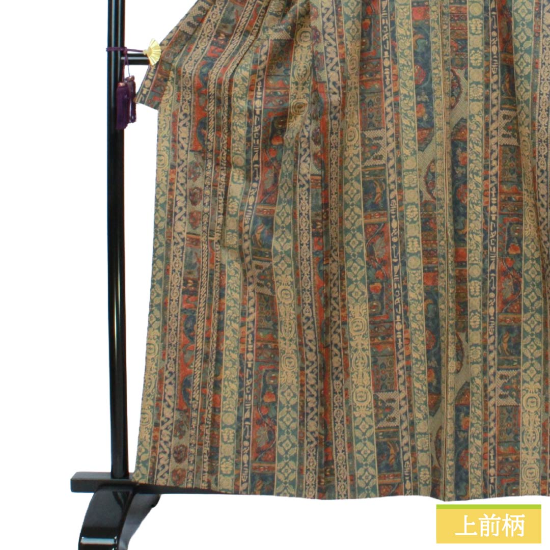 小紋 ポリエステル Aランク 身丈162cm 裄丈66cm 単衣 洗える着物 壁画模様 マルチカラー 1115008103428