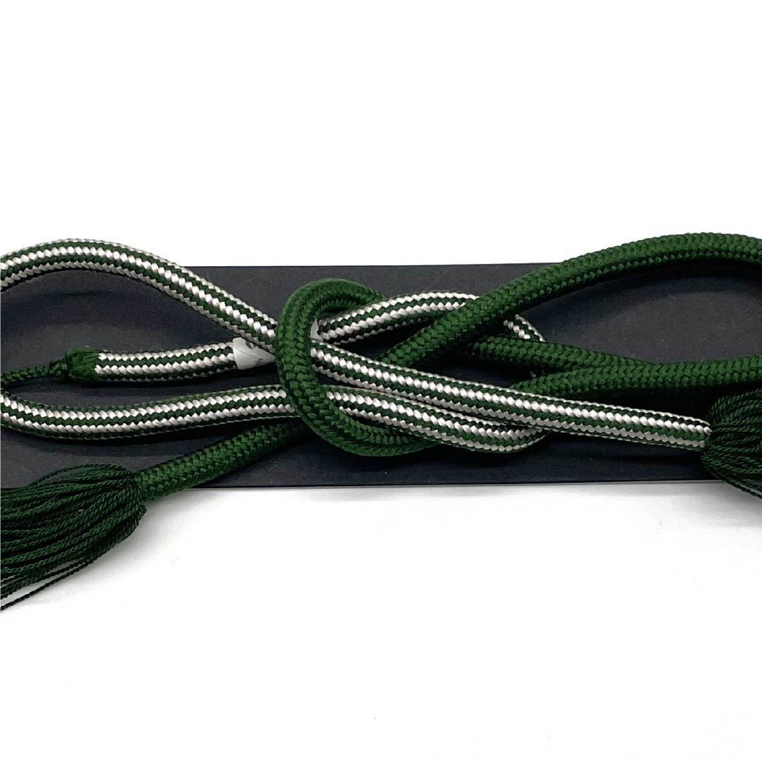 羽織紐 正絹 NEWランク カジュアル 天鵞絨色（びろうどいろ） 撚り房 もろ縄結び 蝶結び 丸組み 緑系 1121000131919