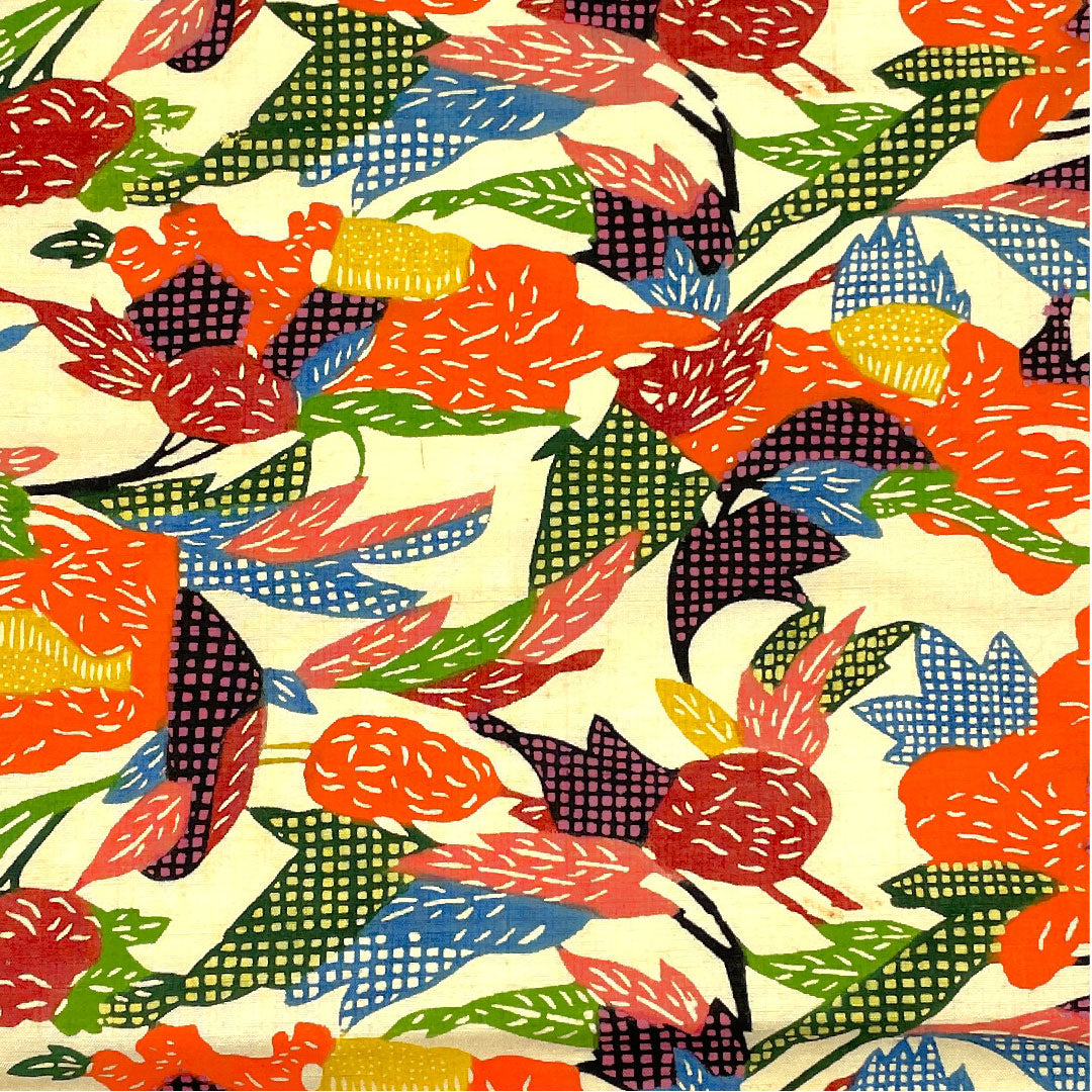 名古屋帯 型染 染め帯 抽象模様 帯丈353cm 正絹 Aランク 全通 カジュアル クリーム系 1124002043315