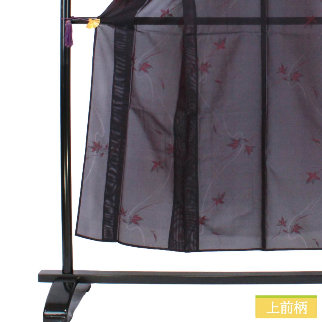 夏物 正絹 お召 Aランク 身丈151cm 裄丈64cm 紫黒色（しこくしょく） 草花模様 紗 紫系 1132004663220