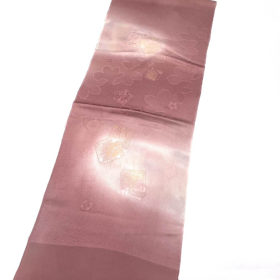 帯揚げ 正絹 Sランク セミフォーマル 積紅色（せきこういろ） 色紙取り 花 長さ約184cm 幅約32cm ピンク系 1136002982913