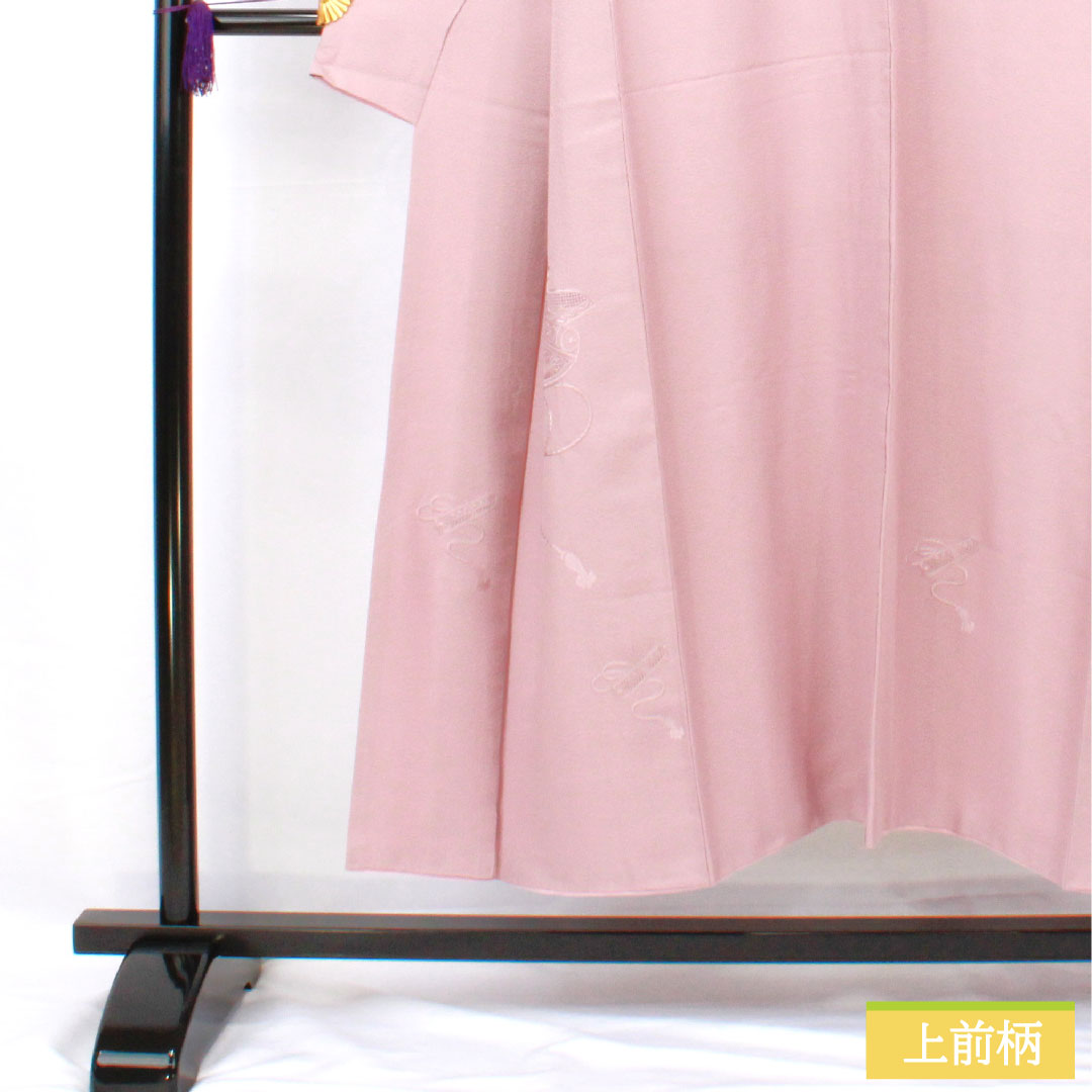 訪問着 正絹 袷 身丈149cm 裄丈62cm 薄藤色（うすふじいろ） 汕頭刺繡 蘇州刺繡 一つ紋 中陰五三桐 Sランク 紫系 1112005112120