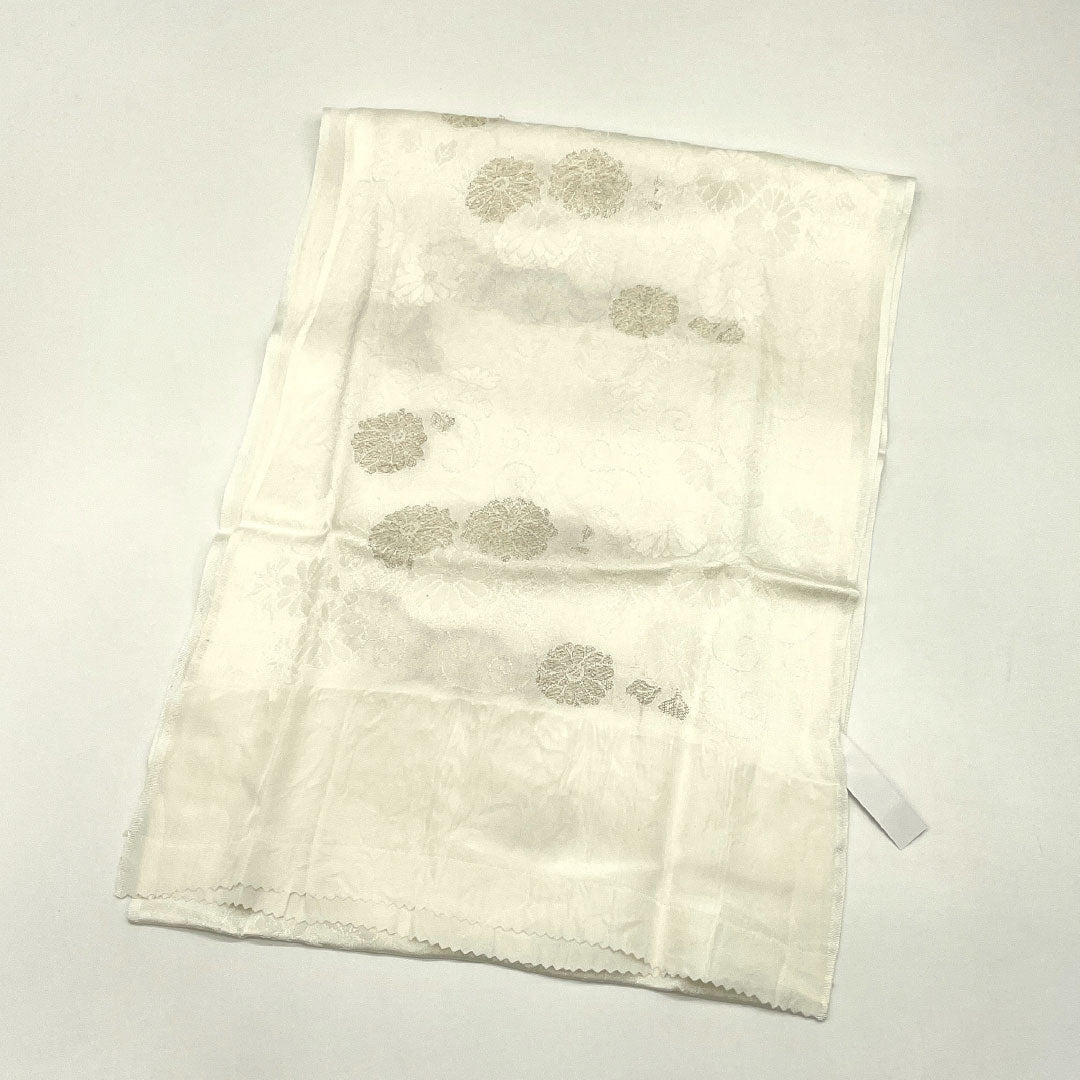 （新古品） 帯締め・帯揚げセット 正絹 NEWランク 白百合色（しらゆりいろ） 留袖用 古典柄 菊 長さ約160cm 幅約1.6cm フォーマル 白系 1141000331311