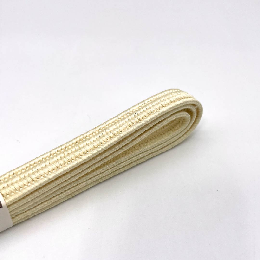 (新古品)帯締め 正絹 Sランク 薄卵色（うすたまごいろ） 無地 長さ約164cm 幅約1.7cm カジュアル クリーム系 1135005282315