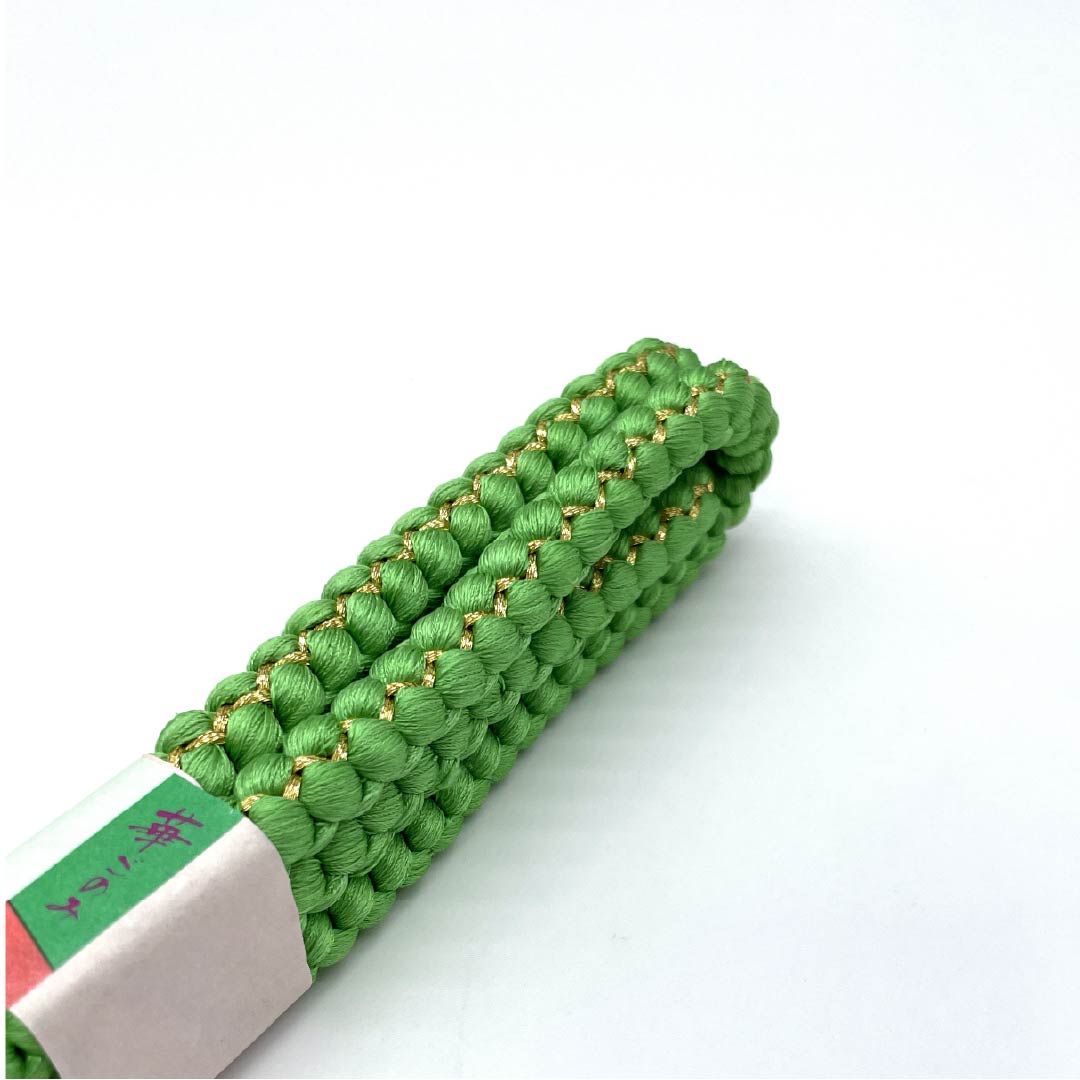 （新古品） 帯締め 正絹 鮮緑色（せんりょくいろ） 手組紐 振袖用 丸組 長さ約178cm 幅約1.2cm フォーマル NEWランク 緑系 1135003451419