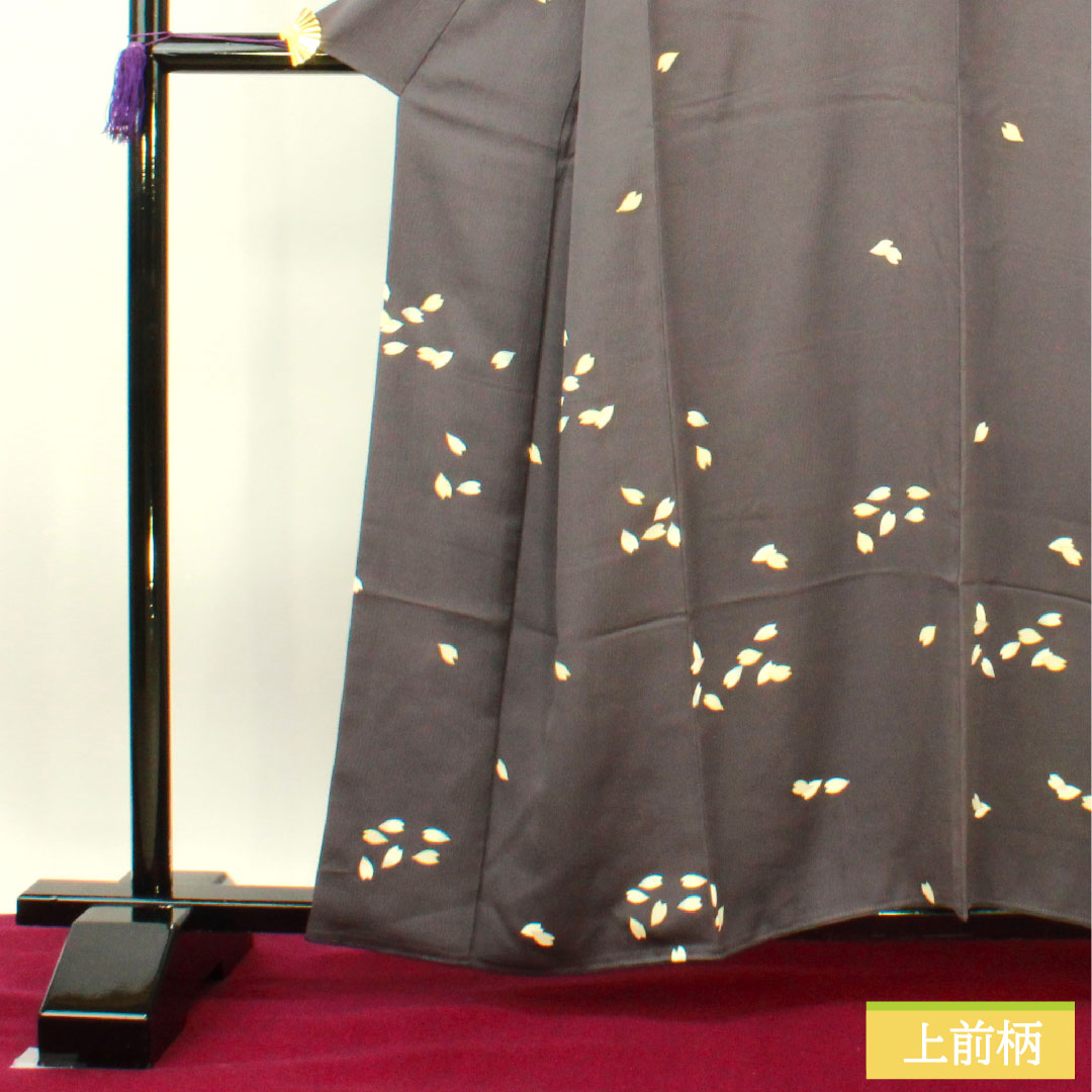 訪問着 正絹 袷 身丈159.5cm 裄丈68.5cm 深滅紫色 洛楽人工房 桜 Aランク 紫系 1112003793320