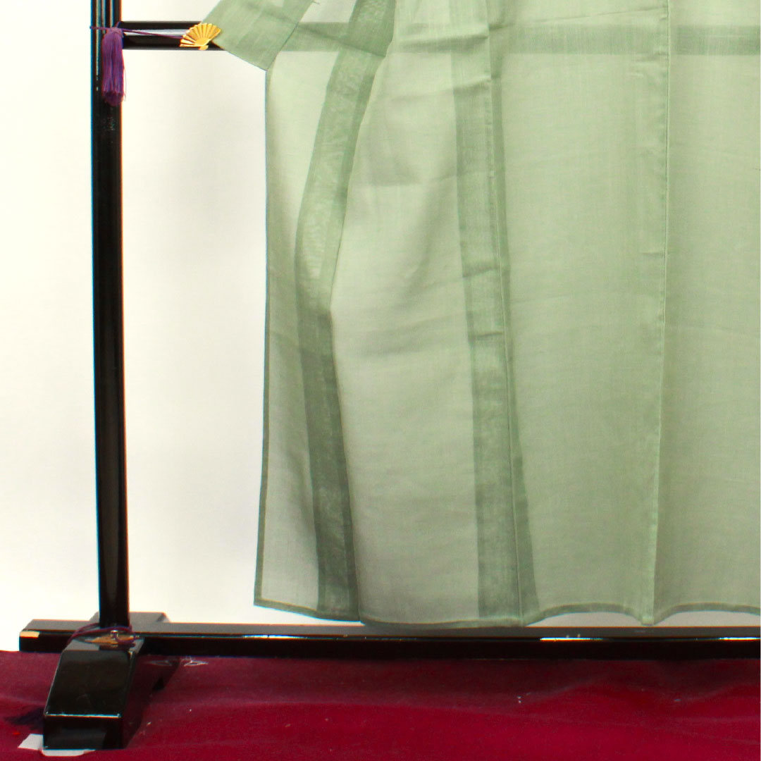 夏物 正絹 色無地 身丈156cm 裄丈63cm 灰緑色（はいみどりいろ） 紬地 紗 Sランク 緑系 1132000562319