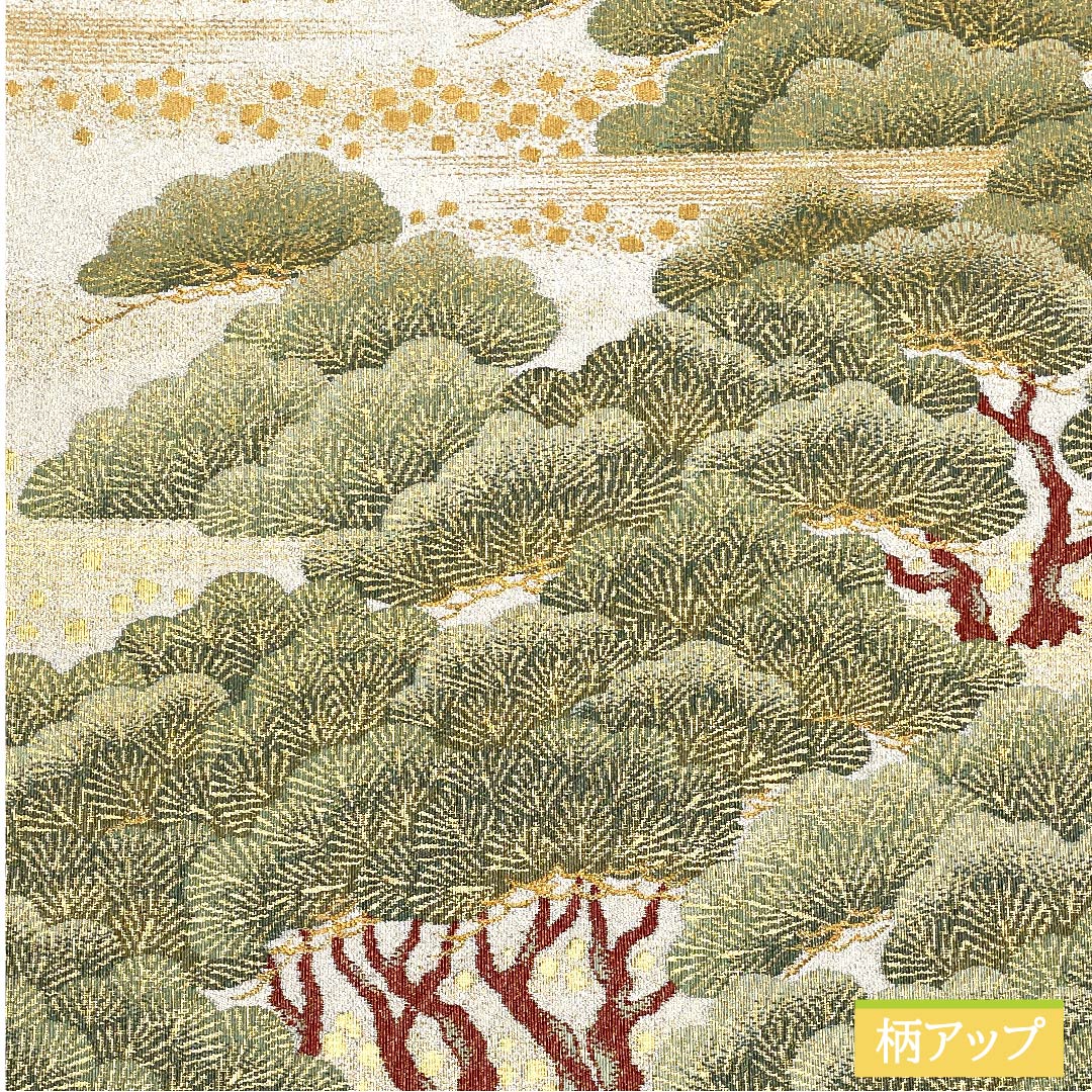 袋帯 正絹 灰白色色（かいはくしょくいろ） 松 帯丈440cm Sランク ポイント柄 フォーマル 銀系 1123011872322