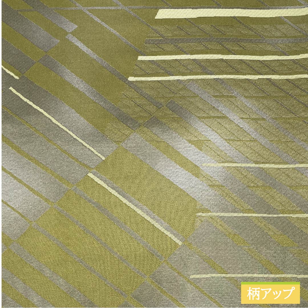 袋帯 正絹 麹塵色（きくじんいろ） 幾何学模様 帯丈432cm Sランク 六通 セミフォーマル 緑系 1123012242319