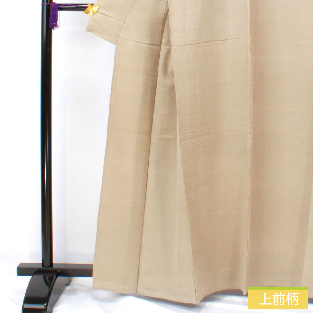 色無地 正絹 身丈162cm 裄丈65cm 遠州鼠色（えんしゅうねずいろ） 流水 単衣 Aランク ベージュ系 1114001793425