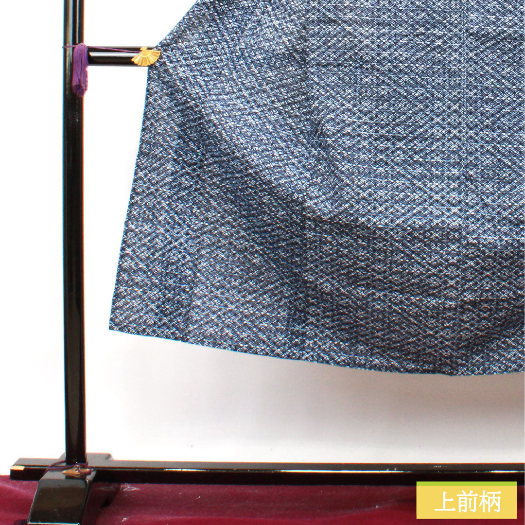 浴衣 木綿 身丈142.5cm 裄丈63cm Aランク 単衣 紺系 濃紺色（のうこんいろ） 男物 幾何学模様 1118004973418