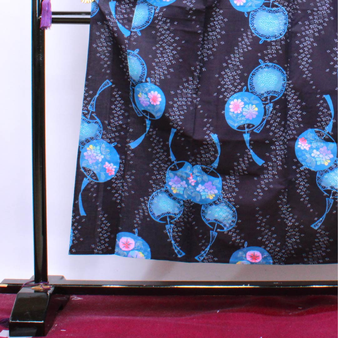 浴衣 濃紺色 風鈴 木綿 Sランク 単衣 身丈154cm 裄丈63.5cm 紺系 1118004382218