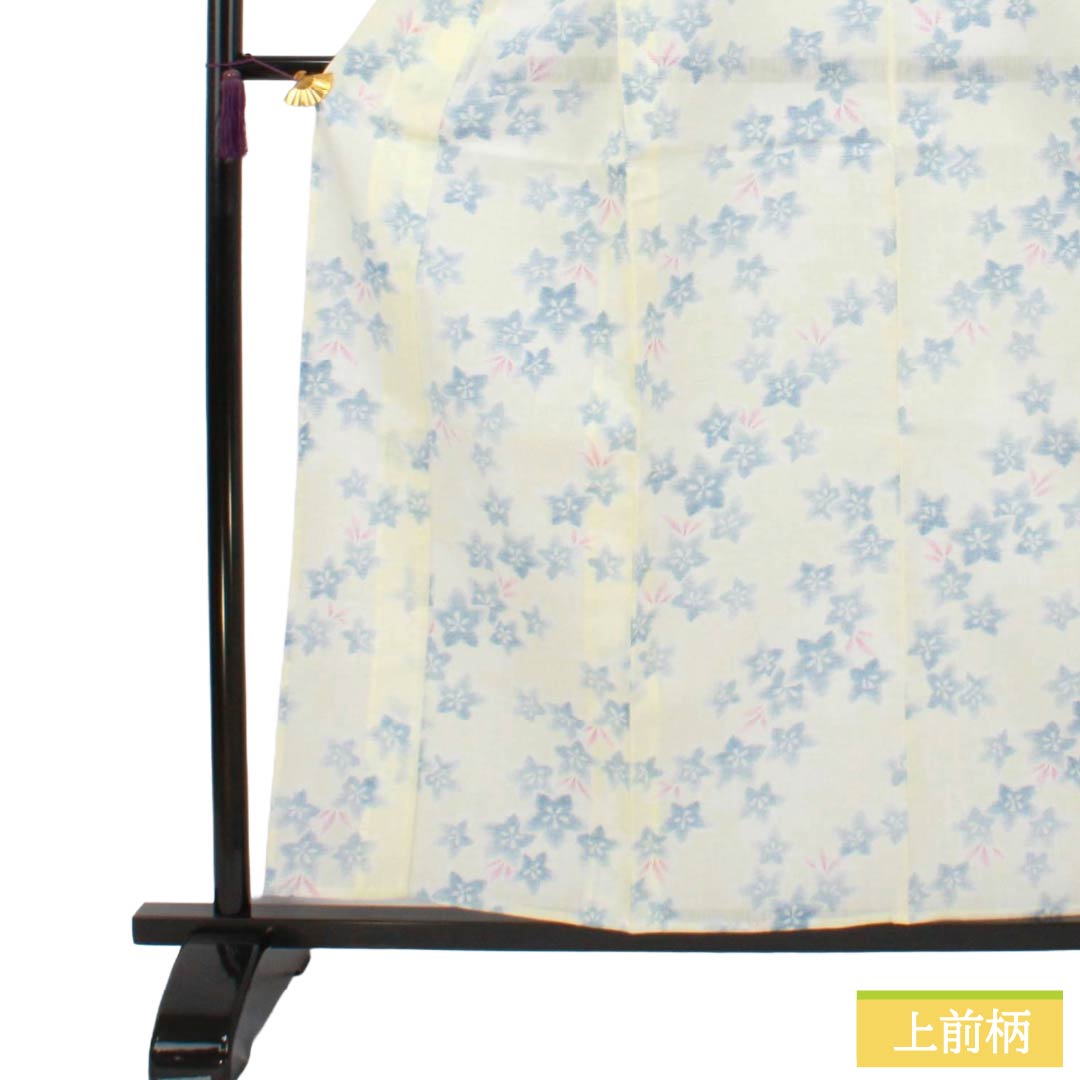 夏物 麻 紬 Sランク 身丈158.5cm 裄丈64cm 白百合色（しらゆりいろ） 夏上布 縮 花柄 紗 白系 1132003622311