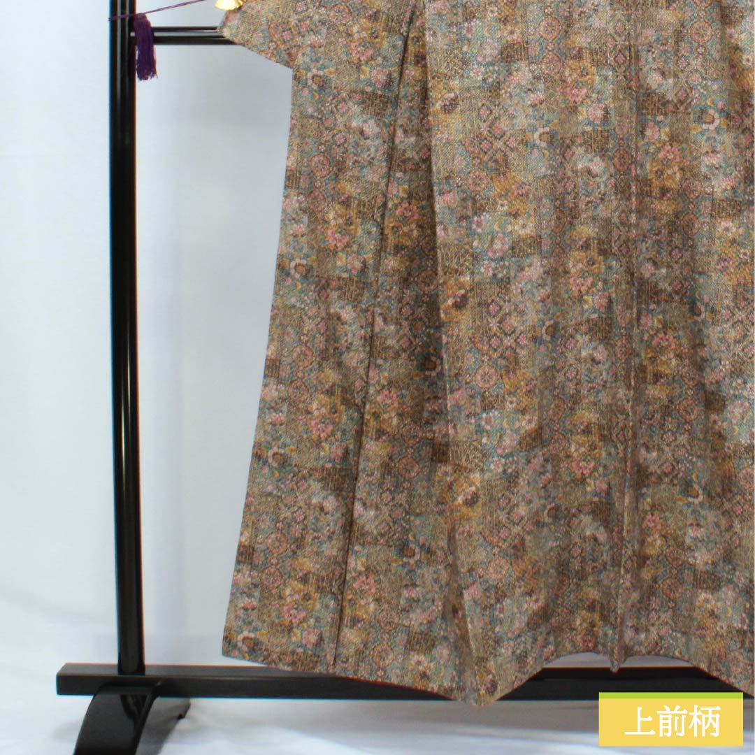 小紋 正絹 Aランク 身丈154.5cm 裄丈62.5cm 袷 更紗模様 グラデーション系 1115006333299