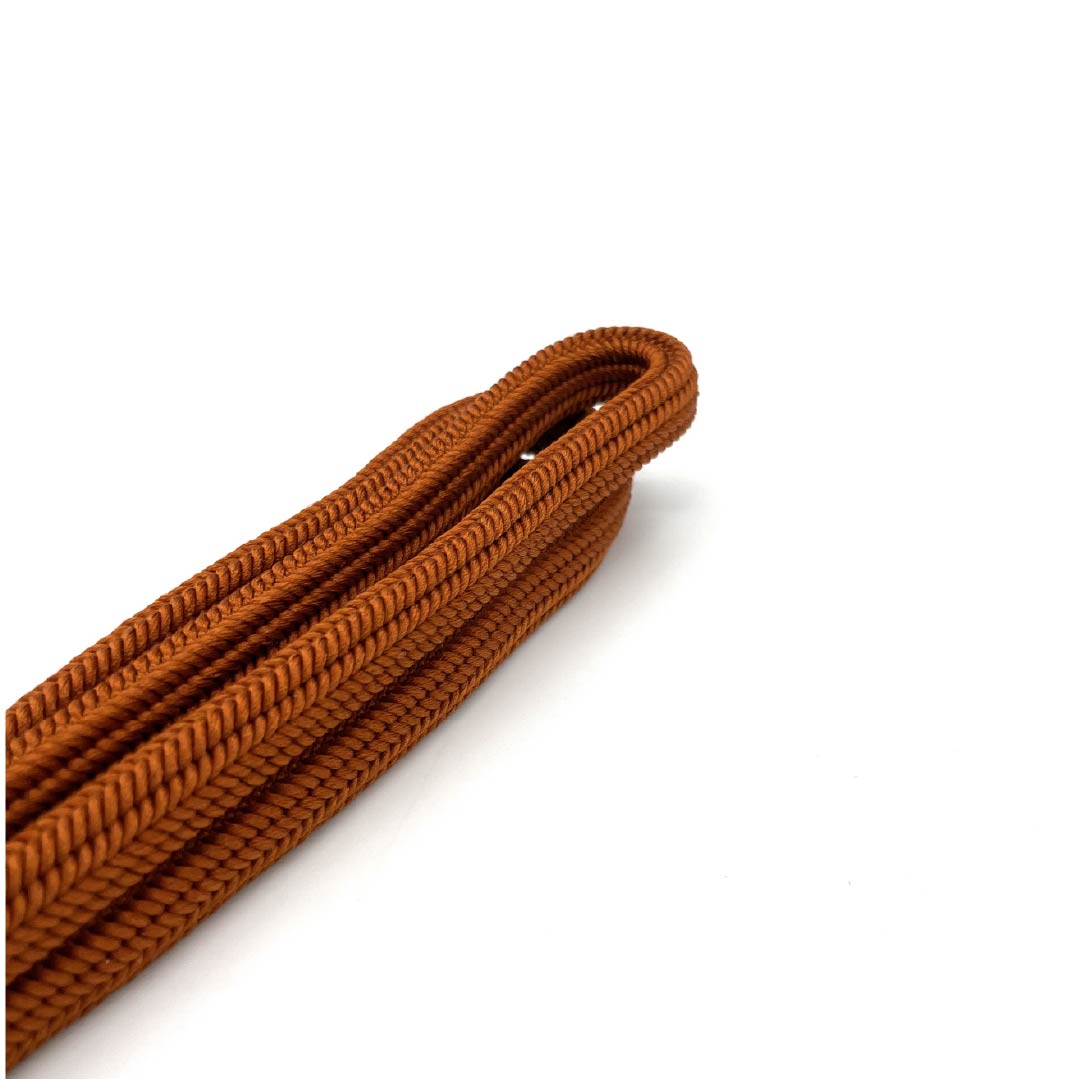 （新古品） 帯締め 正絹  濃柿色（こいがきいろ） 冠組 新古品 長さ約159.5cm 幅約1cm セミフォーマル NEWランク 茶系 1135003531314