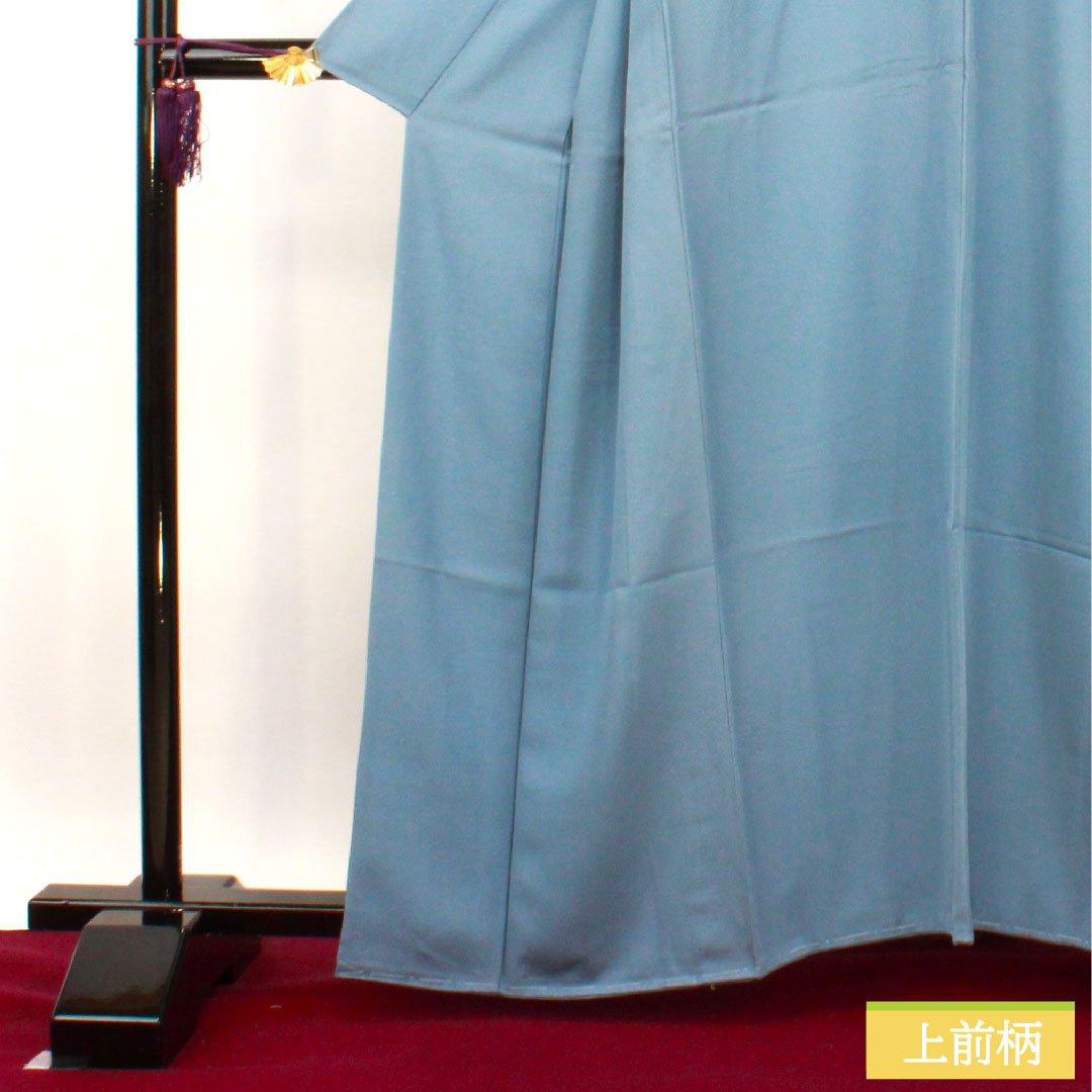 色無地 正絹 身丈162cm 裄丈68.5cm 朧花色（おぼろはないろ） 素無地 しつけ糸付き 未使用品 袷 Sランク 青系 1114001252417