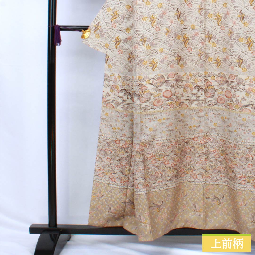 訪問着 正絹 Sランク 袷 身丈156cm 裄丈64.5cm 薄墨色（うすずみいろ） 絹鼠色（きぬねずいろ） 京紅型 花織 グレー系 1112006602322